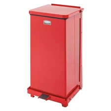 RUBBERMAID COMMERCIAL PRODUCTS FGST12EPLRD STEP CAN DEFENDERS SQ,25L/6.5G,RED 2K