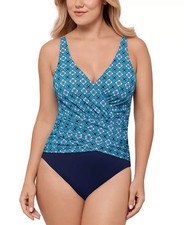  86 Swim Solutions Women's Surplice One Piece Swimsuit Blue 16 eau1725b