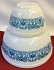 Vintage Pyrex Set of 2  HORIZON BLUE Mixing/Nesting Bowls 401 and 403