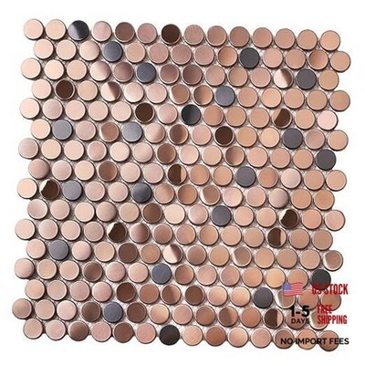Penny Round Tile Copper Bronze Mosaic Tiles for Kitchen 5 Sheets Copper Black