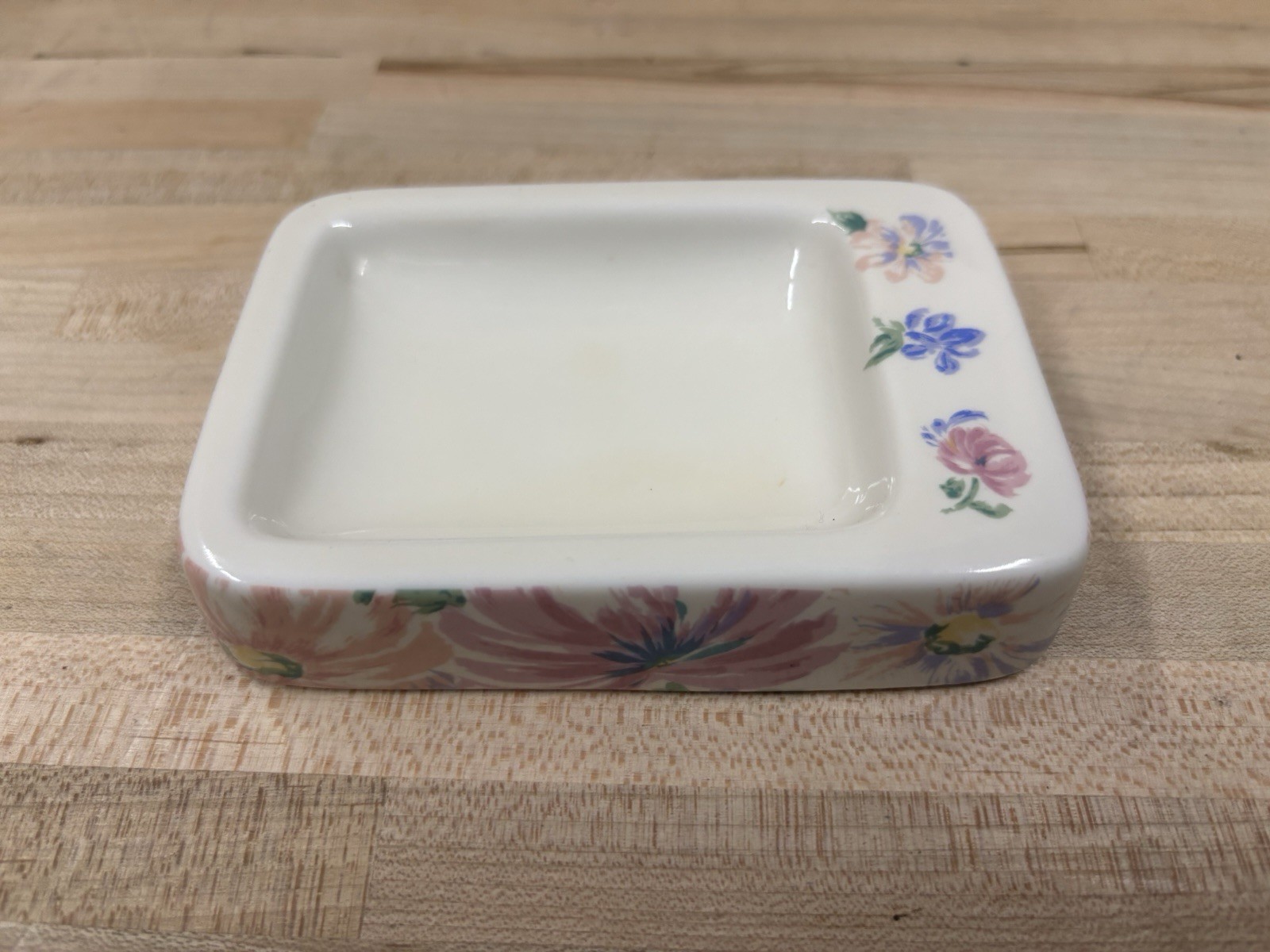 Vintage Mervy's Floral Soap Dish Made In Japan White Porcelain Trinket Dish 5”
