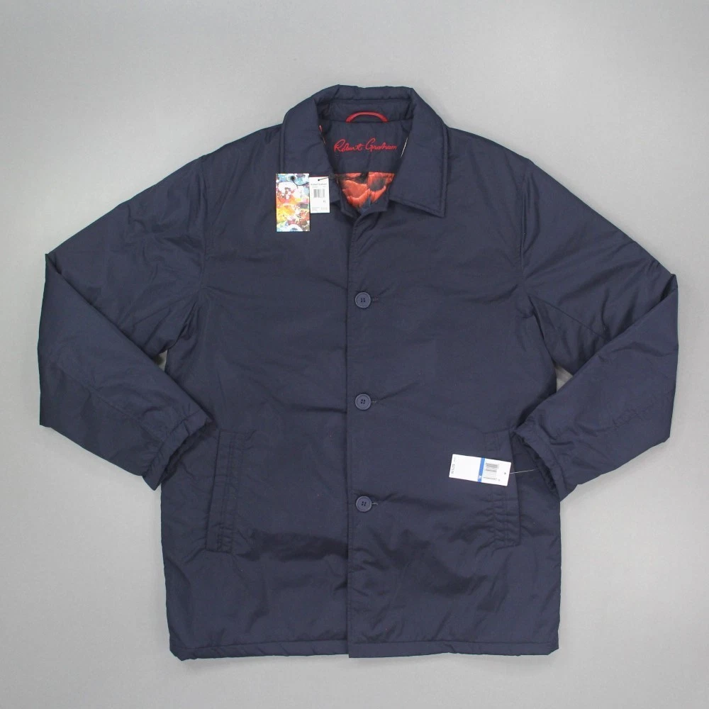 Robert Graham Men's Coat Jacket Size XL Blue Button Front Floral Lining NTW - product detail image 1