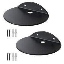 Black Carbon Steel Floating Shelf 4.56in Diameter Wall Mounted Storage Rack
