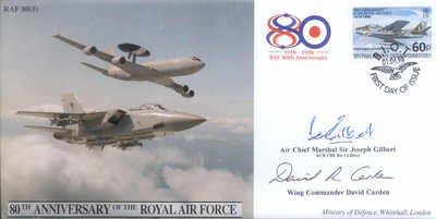 CC45d RAF Tornado FDC signed ACM Sir Joe Gilbert & Dave Carden Lightning pilots