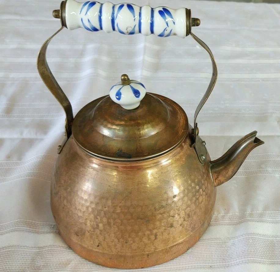 Vintage copper top tea pot
