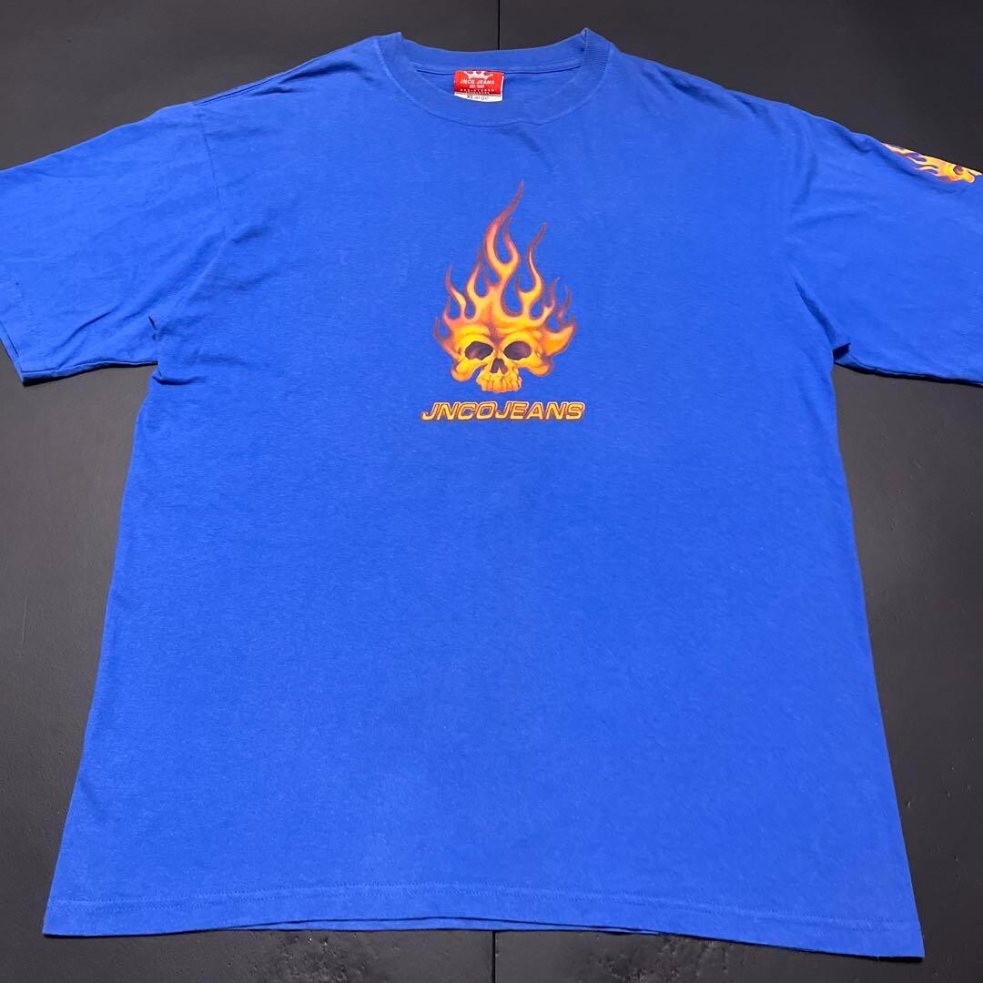 Jnco Jeans 90s T-Shirt Short Sleeve Skull Flame Y2K HIPHOP Made in