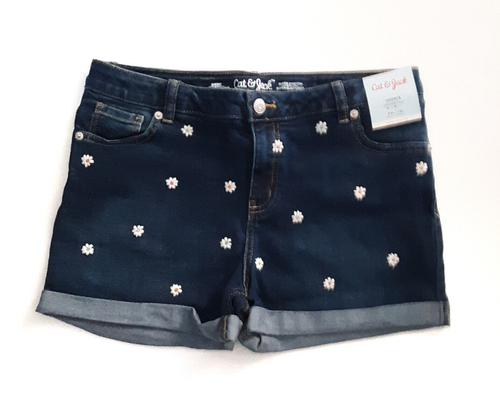 Cat & Jack Girls Size XL (14/16) Plus Embroidered Daisy Blue Jean Shorts - Picture 7 of 7