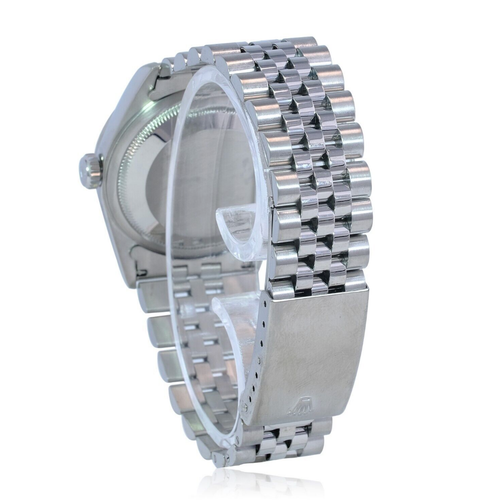 ROLEX DATEJUST MENS SILVER TAPESTRY DIAL 18KW GOLD FLUTED JUBILEE WATCH 16234 - Picture 7 of 9