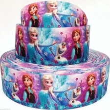 GROSGRAIN RIBBON 5/8", 7/8" ,1.5",  3" Frozen Elsa Anna SNOWMAN - F1 Printed  