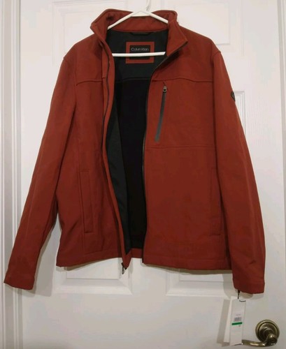 Calvin Klein Men's Soft Shell Coat Size Large Rust Water Resistant Jacket NEW - Picture 11 of 18
