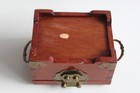 Vintage Antique Chinese Lacquered Wood Jewelry Box With Embossed Asian Carving — photo 8