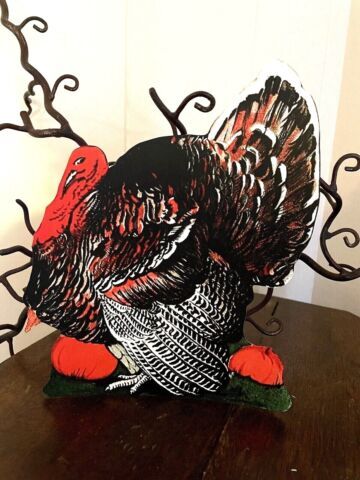 Scegli decorazione cartolina tacchino zucca tacchino di ispirazione vintage ispirata al grasso marrone grasso ringraziamento - Foto 6 di 7