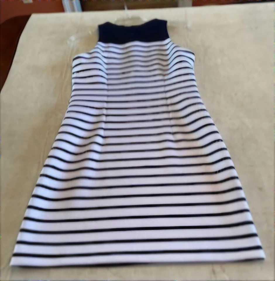 Vestido de verano para mujer MICHAEL KORS a rayas sin mangas azul y blanco talla pequeña Foto 2 de 3