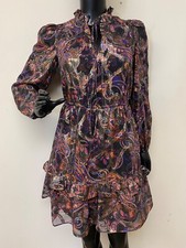 Vince Camuto Women's Black Metallic Paisley Printed Cocktail Party Dress NWT