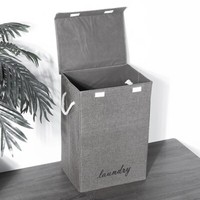 Laundry Basket Folding Bin Bag Hamper With Lid 85L Dirty Washing Clothes Storage