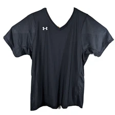 Womens Black Medium Fitted Shirt Under Armour V-Neck Athletic Tight Top