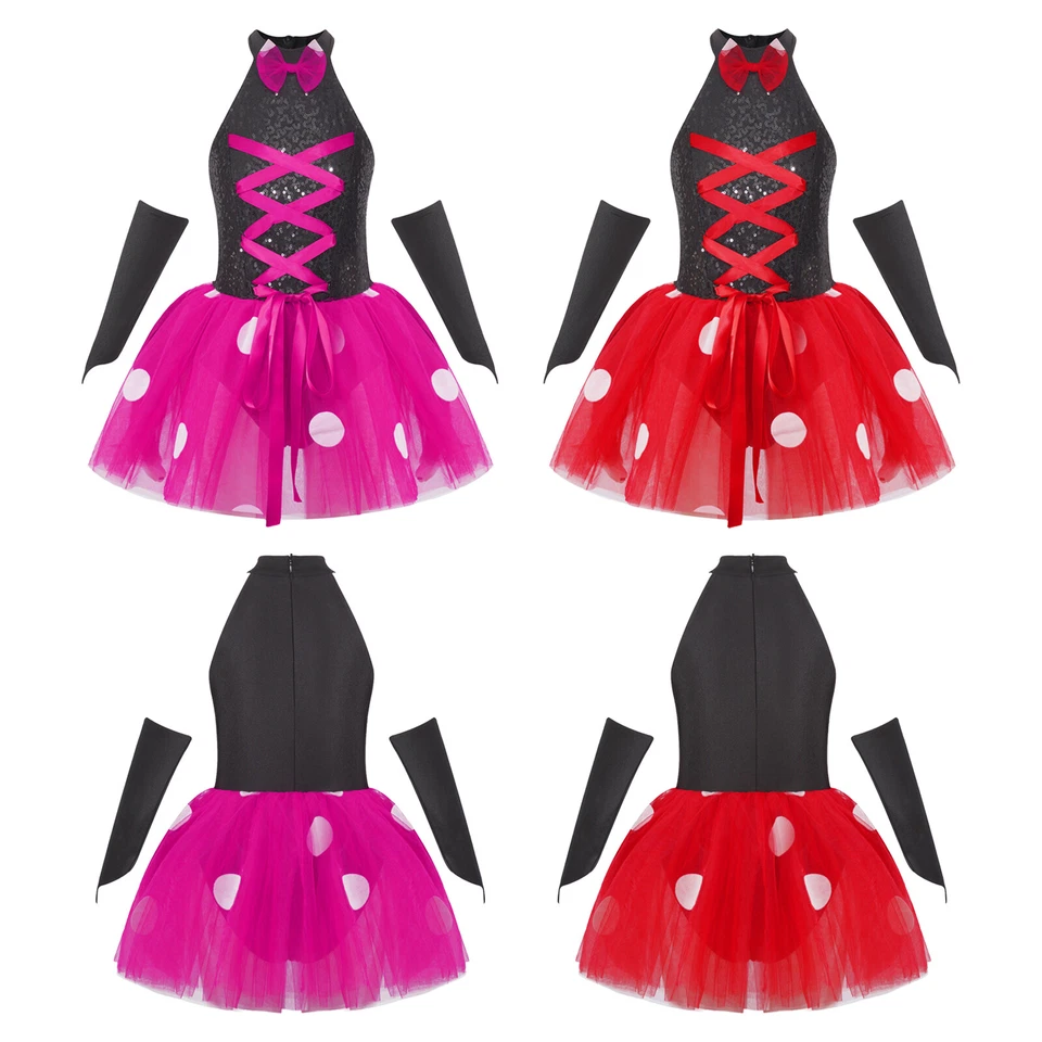Kids Girls Christmas Costume Sequins Fairy Outfit Sparkle Leotard Tutu Skirts  - Image 3 of 3