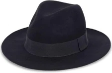 Wool Felt Wide Brim Fedora Hats for Women Men