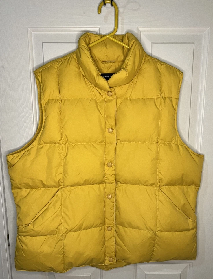 Lands’ End Mujer Amarillo Plumón Aislado A Presión Acolchado Chaleco Chaqueta Con Bolsillos XL Foto 2 de 4