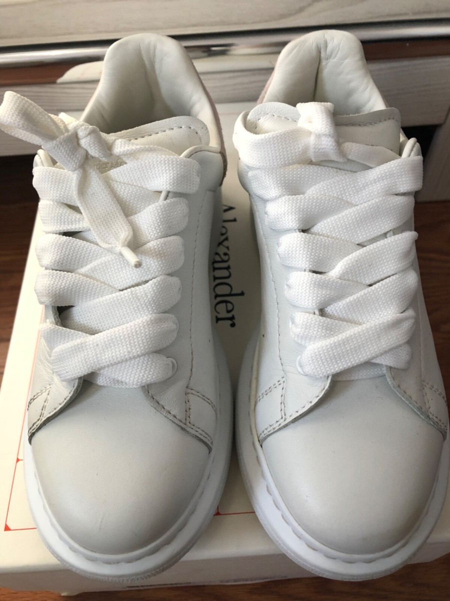 Alexander McQueen White n Lavender Leather Kids Sneaker Sz