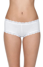 NEW  34 HANKY PANKY SUPIMA COTTON BOYSHORT UNDERWEAR WHITE SZ S