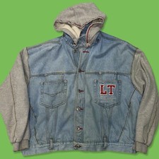 Vintage 90s Looney Tunes Denim Jacket/Hood Basketball Acme Bugs Bunny Cartoon XL