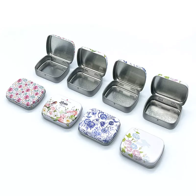 Metal Hinge Tin Container Mini Portable Small Storage Container