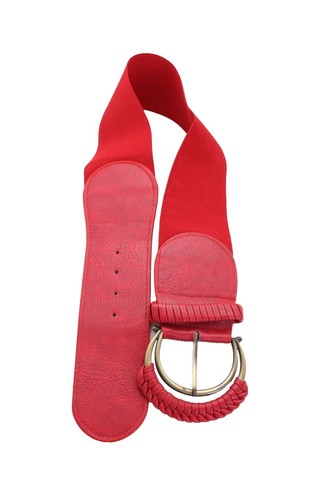 RJ Graziano Vintage Red Suede Adjustable Wide Belt W Gold 