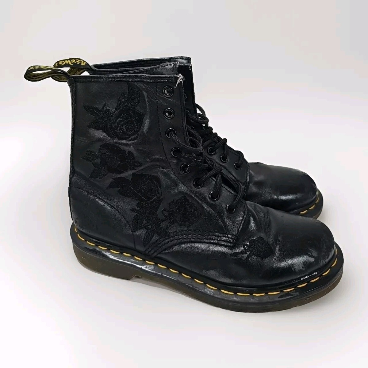 【Dr Martens】1460 VONDA フローラルローズレザーブーツ Doc Martens Vonda Mono Boots 1460 Womens 8 US 39 EU Black