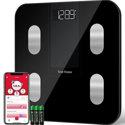 True Know Smarte Bluetooth Körperfettwaage Digital Bad Gewicht BMI 180kg App
