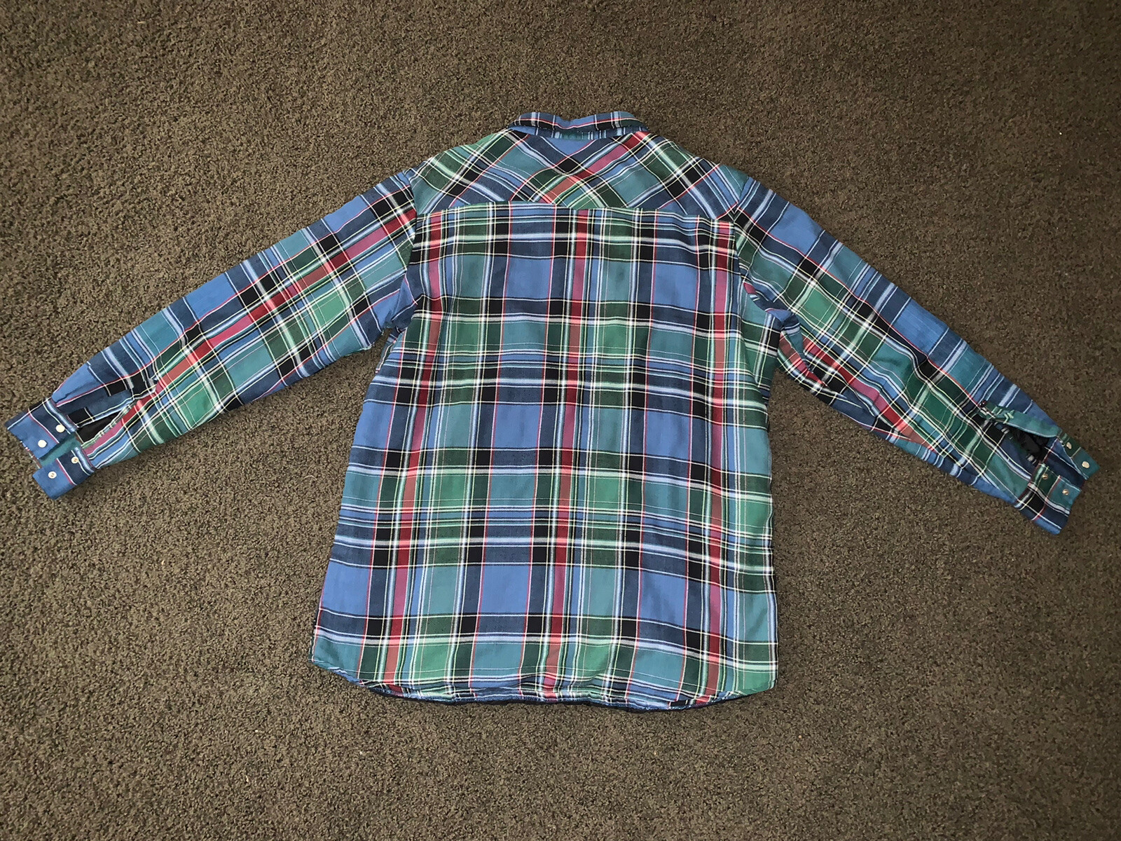 VTG 90s XL XLT Wrangler Flannel Plaid Pearl Snap Front Quilted Shirt Shacket