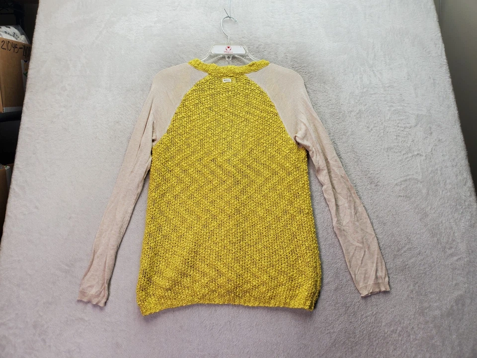 RVCA Cárdigan Suéter Mujer XS Amarillo Tejido Acrílico Manga Larga Malla Botón Delantero Foto 2 de 4
