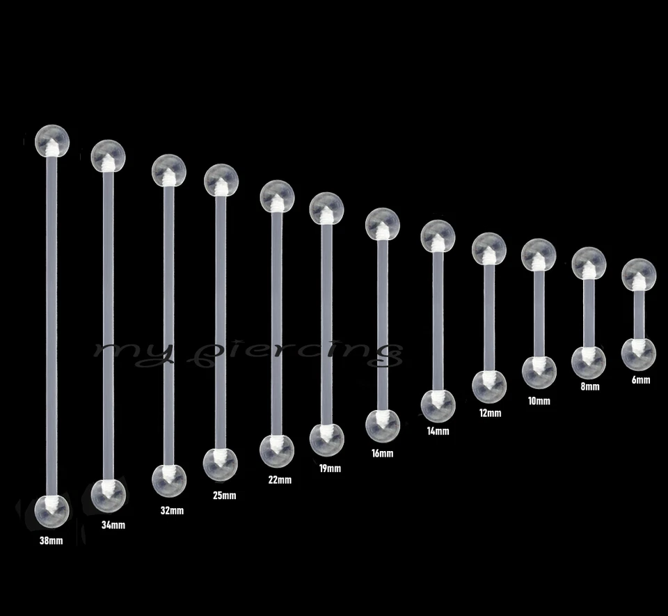 18g 16g 14g PTFE Flexible Clear Ball Ends Surface Industrial Barbell Retainer - Image 2 of 4