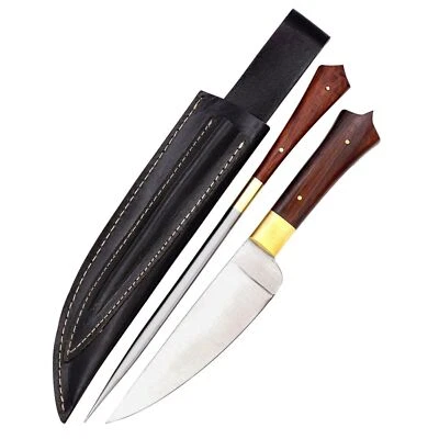 Outdoor Camping Grilling Hand Forged Functional Knife & Skewer Set w/ Sheath