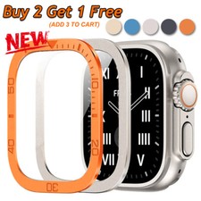 Metal Bumper Tempered Glass For Apple Watch Ultra49mm Screen Protector Full Film