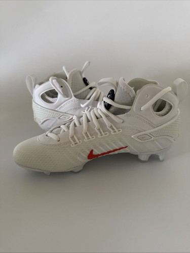 Nike Men’s 5 Huarache 9 Elite Mid LAX Lacrosse Cleats White/Orange FV6146-102 - Picture 6 of 7