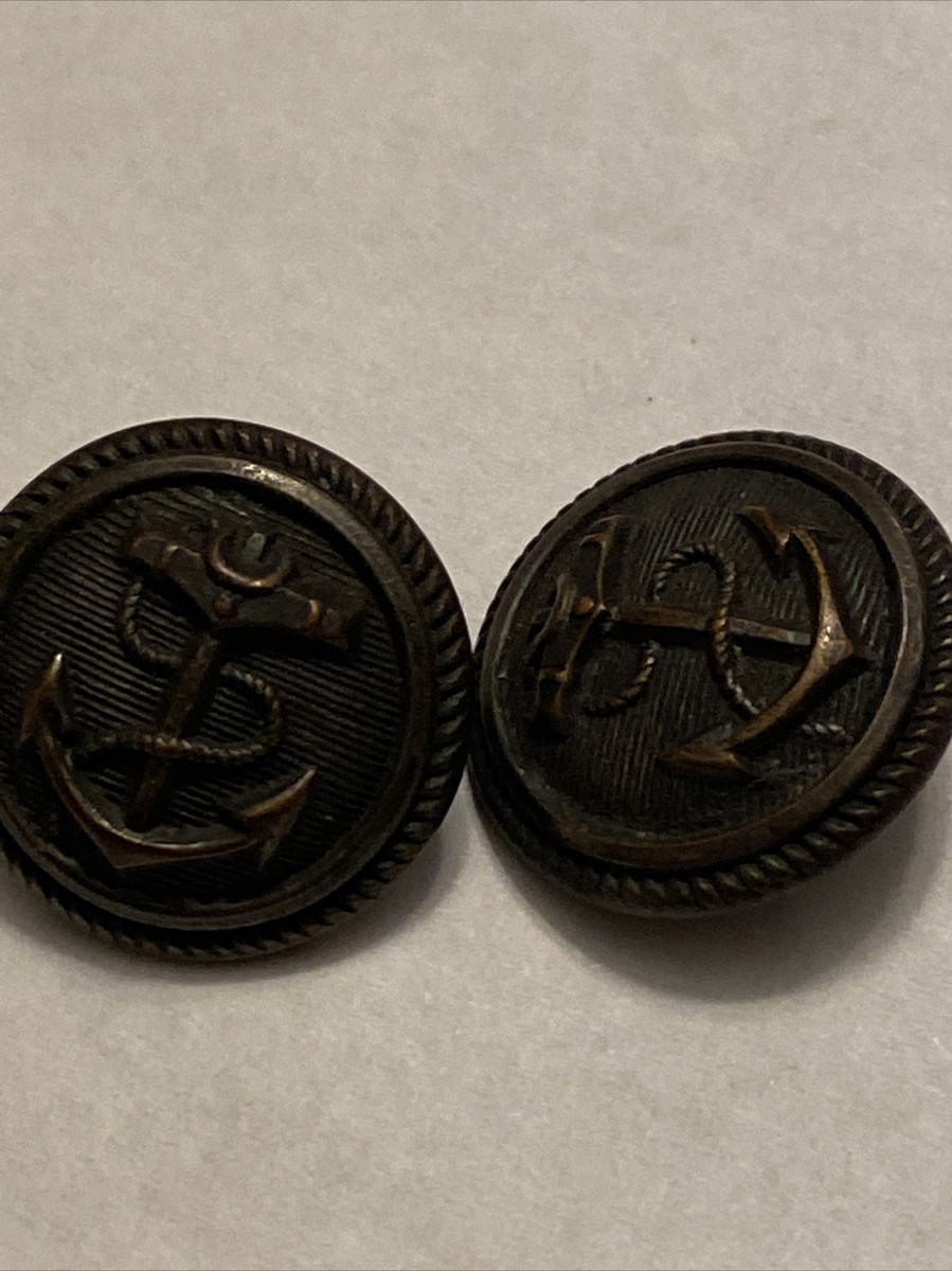 10 Stück Knöpfe Metall – Mit Ankermuster, Runde Schaftknöpfe, In Bronze, 20 Mm, Für Blazer, Jacken & Uniformen