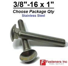 3/8-16 x 1" Stainless Steel Round Head Carriage Bolt "Coach Screws"
