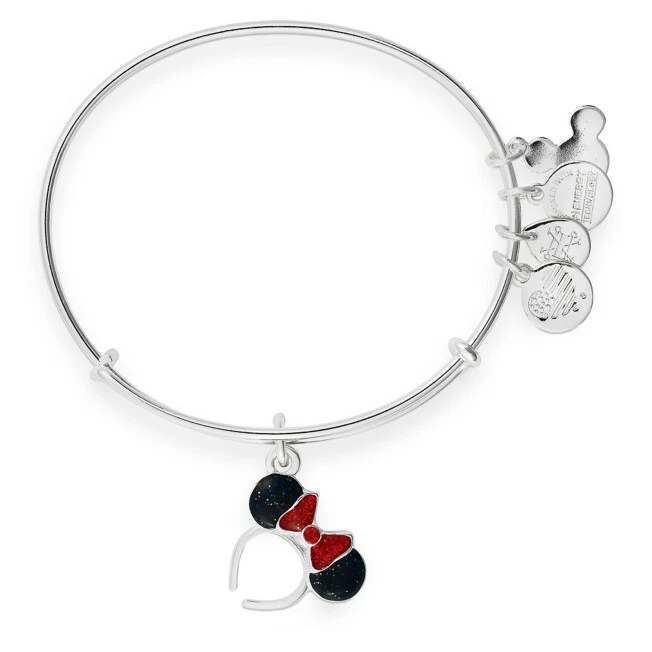 Disney Alex Ani Minnie Black Ears w Red Bow Headband Silver Bangle
