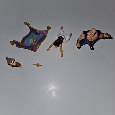 6 Disney Aladdin Toy Figure Lot Magic Carpet Lamp Abu Saluk Cassim