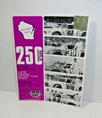 1970 250 Mile National Championship Stock Car Race State Fair Park & ticket stub