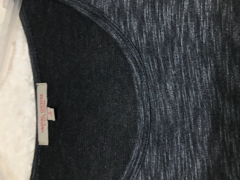 Casual Couture Dress Womens Large Gray Black Long Sleeve Knit Ruffle Hem Layered - Image 4 of 4