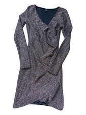 DRESS Windsor Copper Brown Metallic Long-Sleeve Mini Dress Size Small