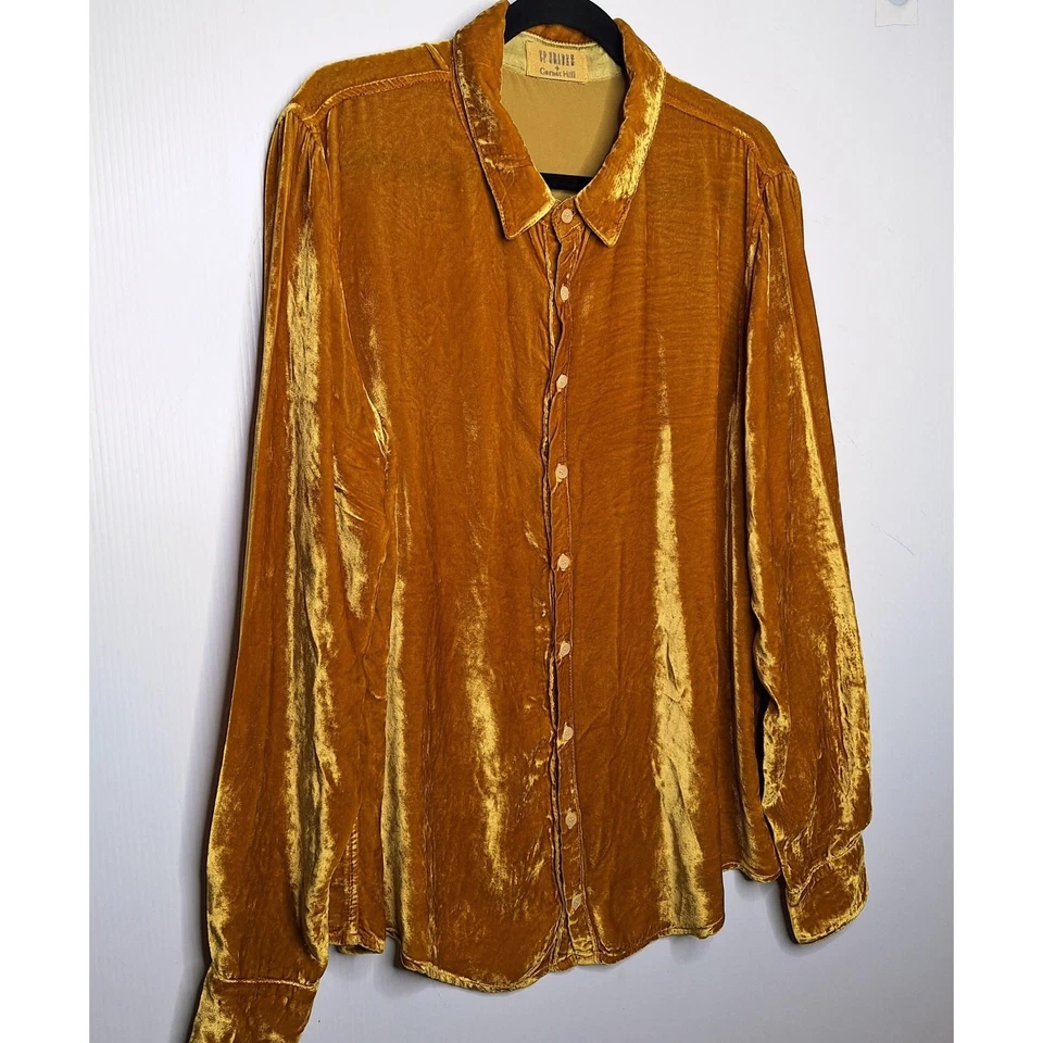 Camisa CP Shades + Granate Hill Romy Terciopelo Abotonada XL Mujer Cuello Vacaciones Foto 2 de 4