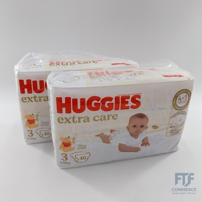 Huggies Extra Care Windeln, Größe 3 (4-9 kg), 2 Packungen mit 40 Windeln 2567031