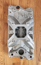 VINTAGE EDELBROCK TORKER SINGLE PLANE MANIFOLD OIL FILL  SBC 265-400 PRE 1987
