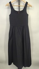Quince Women Tencel Cotton Mixed Media Tank Dress Black Basic Sleeveless XS