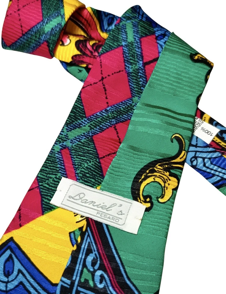 Daniel’s Tie Luxury Silk 100% Baroque Pattern Multicolor Perfect Handmade 9,5 Cm - Imagen 4 de 4