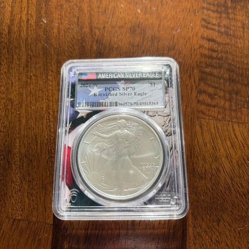 2024-W American Silver Eagle Burnished PCGS SP70 1 oz Bullion Coin West Point