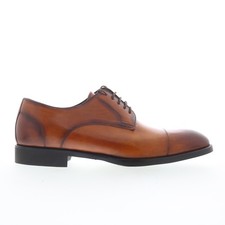 Di Bianco SC538 Mens Brown Leather Lace Up Oxfords Lace Ups Cap Toe Shoes